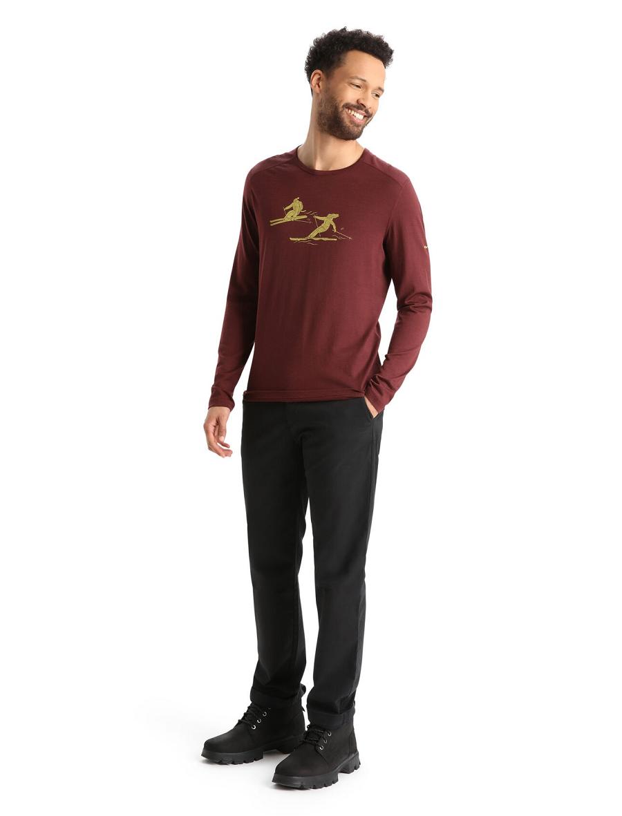 Icebreaker Merino 200 Oasis Long Sleeve Crewe Last Run Miesten Base Layers Punainen | FI 1339EBCX